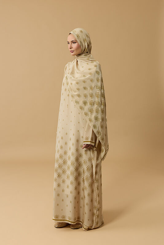 Damlalar Patlı Bej Elbise - 3