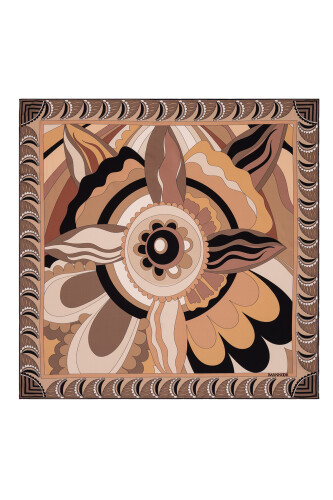 Dancing Flower Silk Scarf Beige 