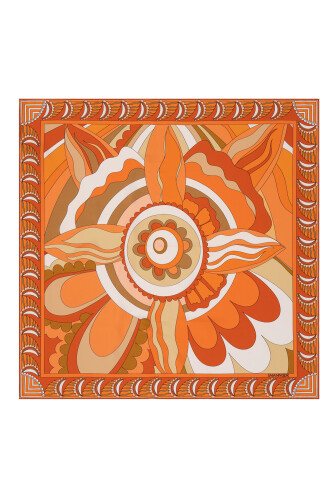 Dancing Flower Silk Scarf Orange 