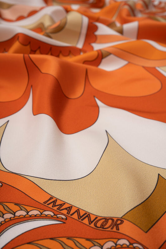 Dancing Flower Silk Scarf Orange - 3