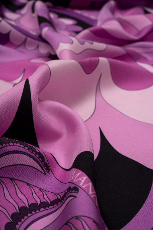 Dancing Flower Silk Scarf Purple - 2