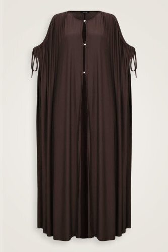 Dark Brown Combed Cotton Abaya 