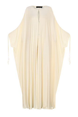 Dark White Combed Cotton Abaya - 1
