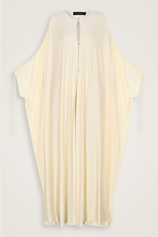 Dark White Combed Cotton Abaya - 1