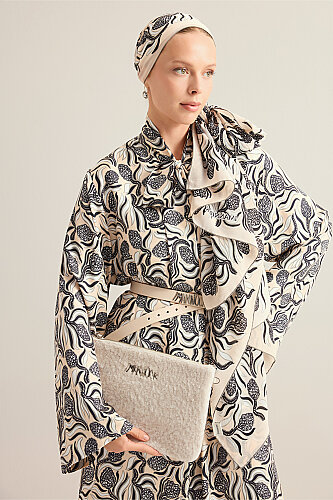 Dark White Fur Portfolio Bag - Imannoor