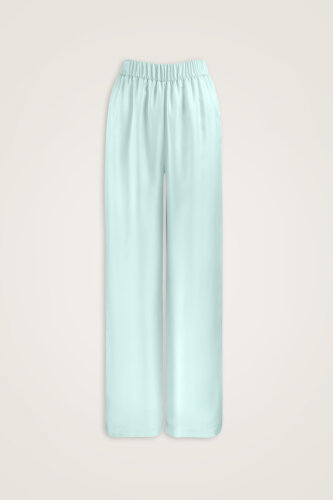 Date Palm Blue Twill Silk Trousers 