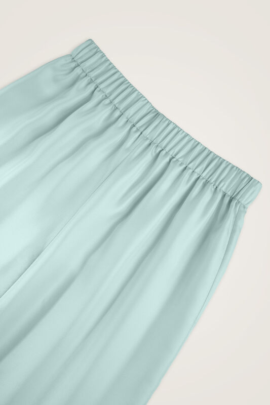 Date Palm Blue Twill Silk Trousers - 2