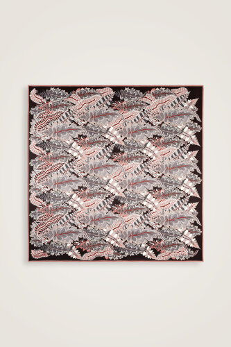 Date Palm Branch Powder Pink-Burgundy Double-Sided Twill Silk Scarf - 1