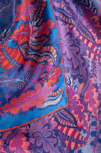 Date Palm Branch Purple-Lilac Double-Sided Twill Silk Scarf - 2