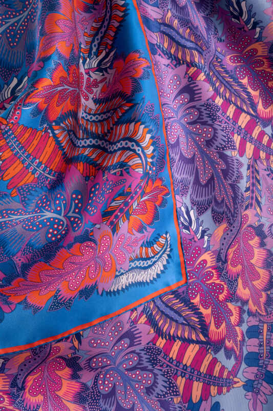 Date Palm Branch Purple-Lilac Double-Sided Twill Silk Scarf - 2