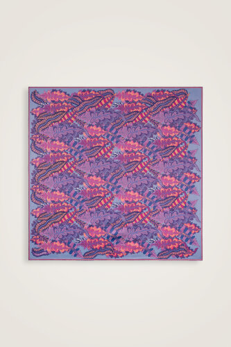 Date Palm Branch Purple-Lilac Double-Sided Twill Silk Scarf - 3