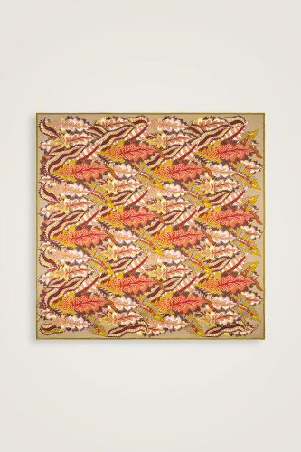 Date Palm Branch Red-Yellow Double-Sided Twill Silk Scarf 