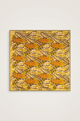 Date Palm Branch Red-Yellow Double-Sided Twill Silk Scarf - 3