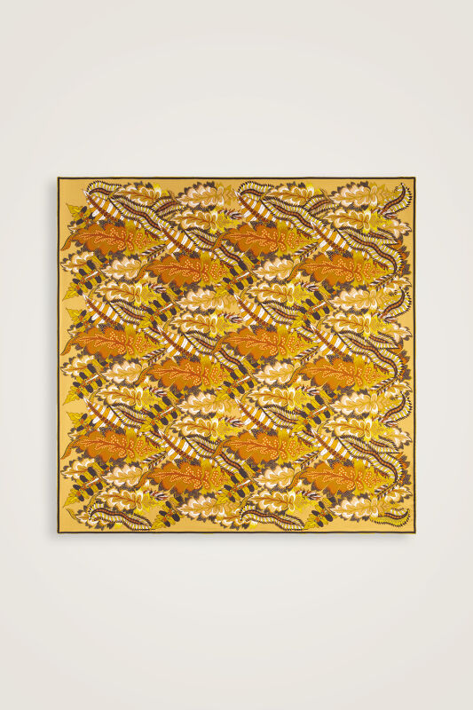 Date Palm Branch Red-Yellow Double-Sided Twill Silk Scarf - 3