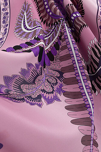 Date Palm Pink Crepe Silk Kimono Shawl - 2