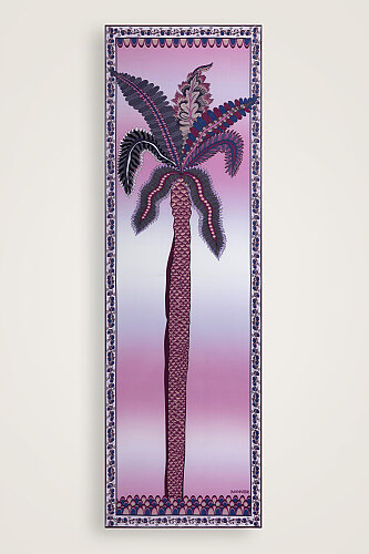 Date Palm Tree Lilac Crepe Silk Kimono Shawl 