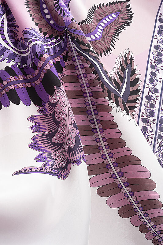 Date Palm Tree Pink Crepe Silk Shirt Scarf - 4