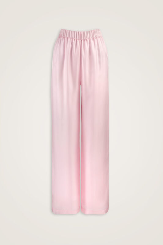 Date Palm Tree Pink Twill Silk Trousers - 1