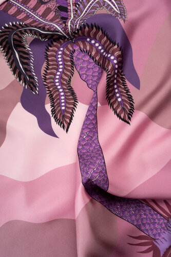 Date Palm Tree Twill Pink Silk Shirt - 3