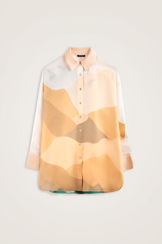 Date Palm Tree Twill Yellow Silk Shirt - 1