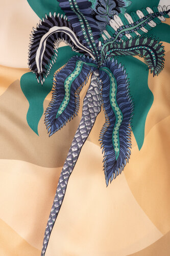 Date Palm Tree Twill Yellow Silk Shirt - 3