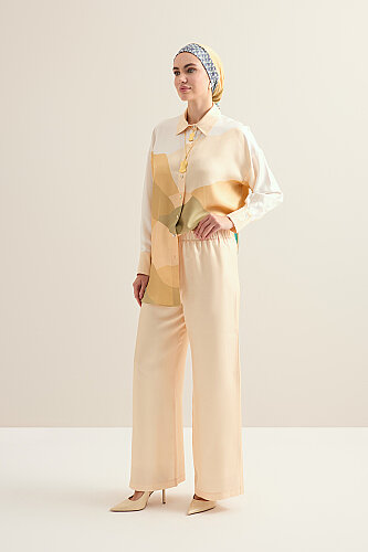 Date Palm Yellow Twill Silk Trousers - 3