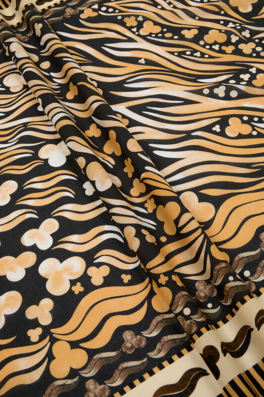 Deep Sea Cotton Voile Pareo/Shawl Gold-Black - 2