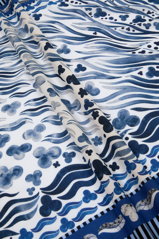 Deep Sea Cotton Voile Pareo/Shawl Navy - 2