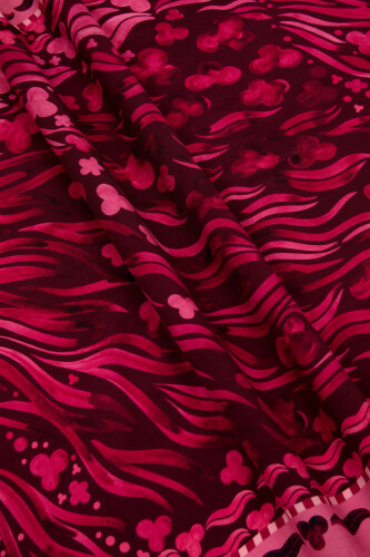 Deep Sea Flosh Viscose Shawl Burgundy - 4