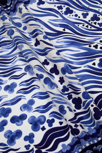 Deep Sea Flosh Viscose Shawl Navy - 4