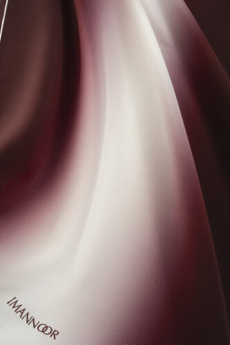 Degrade Burgundy-White Crepe Silk Shawl - 2