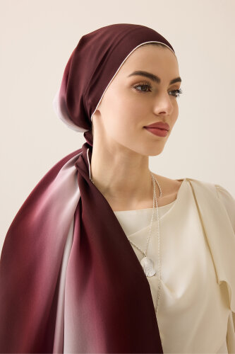 Degrade Burgundy-White Crepe Silk Shawl 