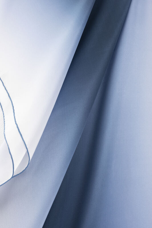 Degrade Denim-White Crepe Silk Shawl - 4