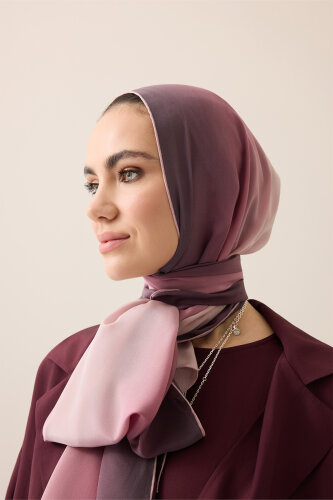 Degrade Dusty Rose-Powder Crepe Silk Shawl - 5