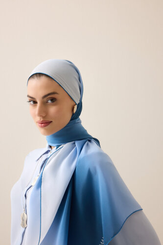 Degrade Indigo Crepe Silk Shawl - 5