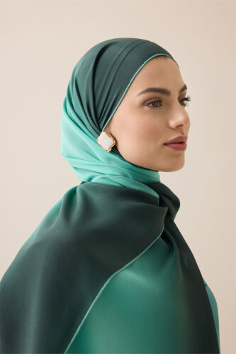 Degrade Petrol-Turkuaz Krep İpek Şal 70x210 - Imannoor (1)