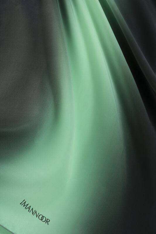 Degrade Petrol-Turquoise Crepe Silk Shawl - 2