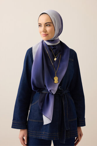 Degrade Purple-White Crepe Silk Shawl 