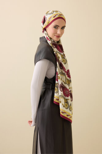 Delhi Bordo Yün Şal 70x210 - 7