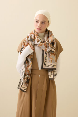 Delhi Gri Yün Şal 70x210 - Imannoor (4)