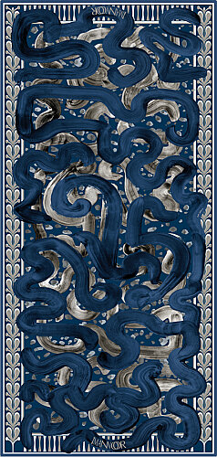 Dere Yolu Beige-Indigo Silk Voile Shawl 