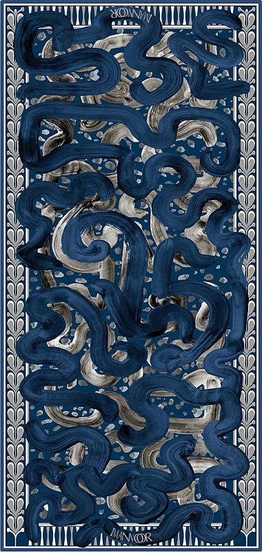 Dere Yolu Beige-Indigo Silk Voile Shawl - 1