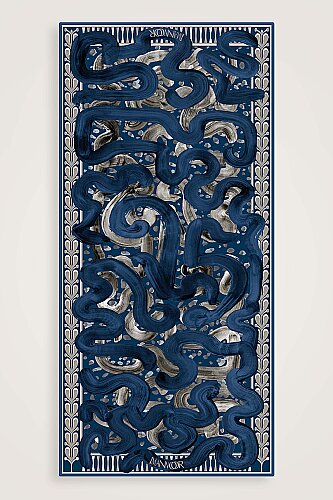 Dere Yolu Beige-Indigo Silk Voile Shawl - Imannoor