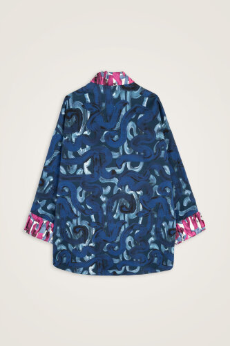 Dere Yolu Fuchsia-Indigo Cotton Jacket - 3