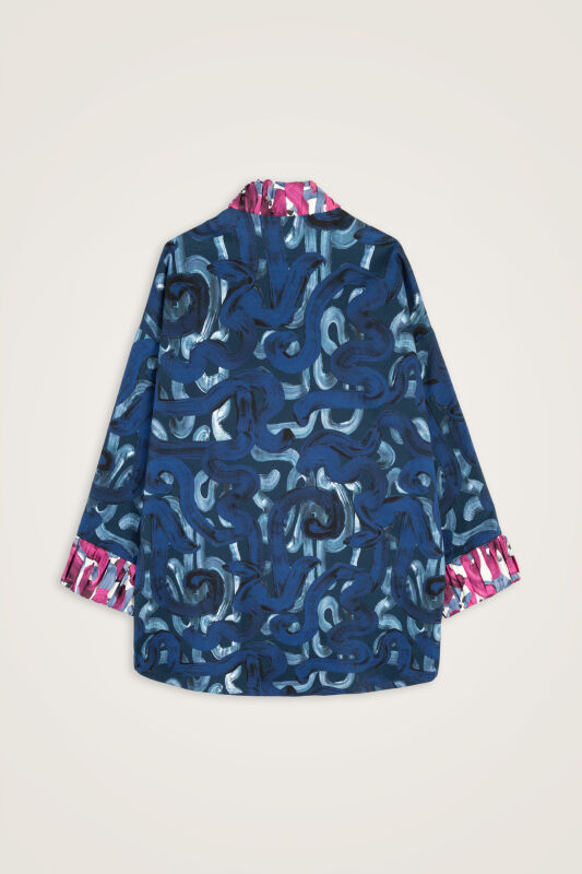 Dere Yolu Fuchsia-Indigo Cotton Jacket - 3