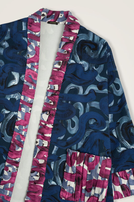 Dere Yolu Fuchsia-Indigo Cotton Jacket - 2