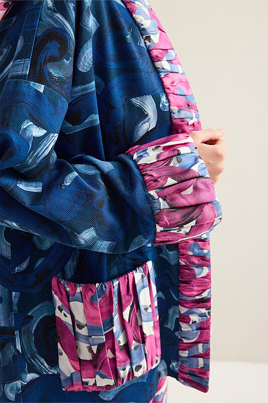 Dere Yolu Fuchsia-Indigo Cotton Jacket - 7