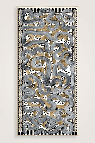 Dere Yolu Gri-Bej İpek Vual Şal 100x210 - Imannoor