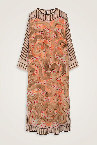 Dere Yolu Somon Krep İpek Kaftan - Imannoor (2)