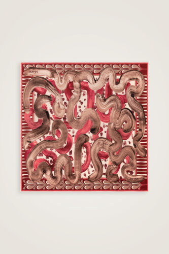 Dere Yolu Vizon-Gül Kurusu Tivil İpek Eşarp 90x90 - Imannoor (2)